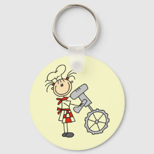 Female Chef Using Mixer Key Ring
