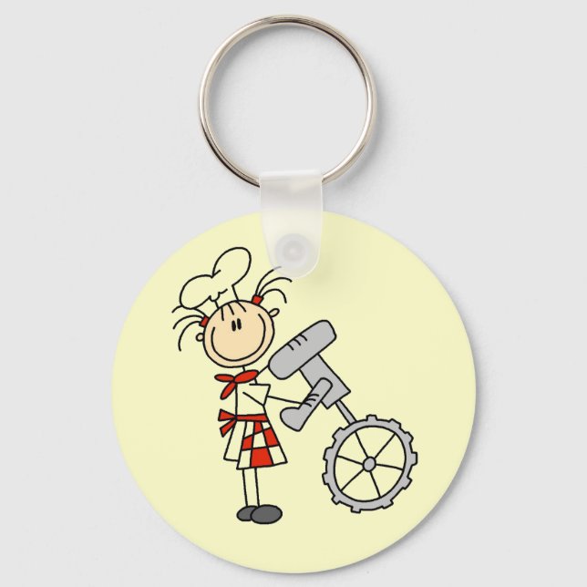 Female Chef Using Mixer Key Ring (Front)