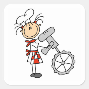 Female Chef Using Mixer Square Sticker