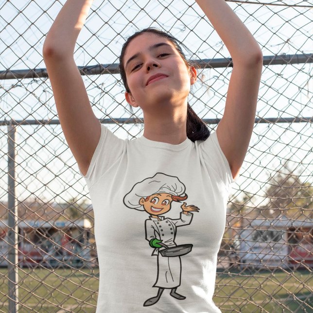 Female Chef With A Frying Pan Girls T-Shirt (Creator Uploaded)