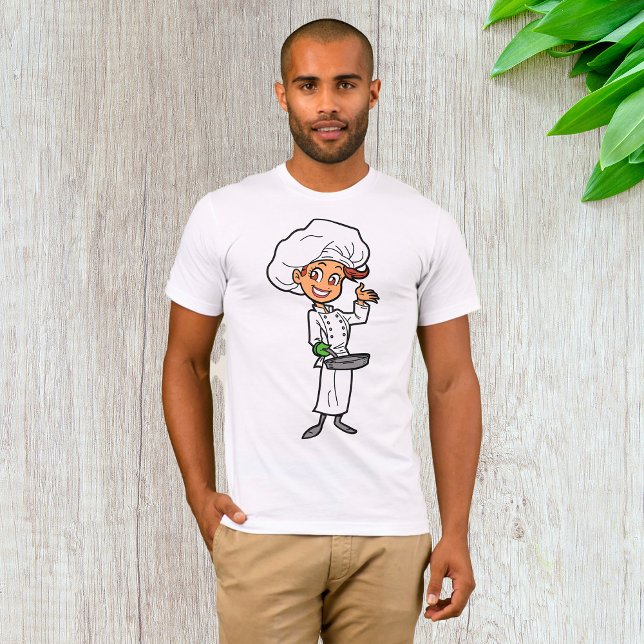 Female Chef With A Frying Pan Mens T-Shirt (Creator Uploaded)