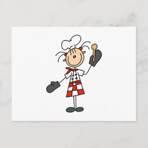 Female Chef With Mitts and Wooden Spoon Postcard