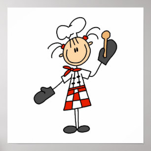 Female Chef With Mitts and Wooden Spoon Poster