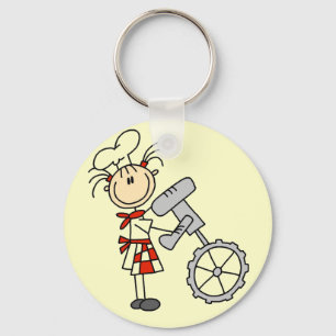 Female Chef with Mixer Tshirts and Gifts Key Ring