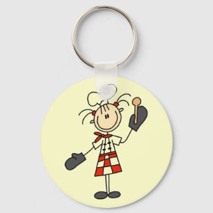 Female Chef with Oven Mitts Tshirts and Gifts Key Ring