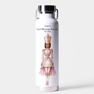 Female Christmas Nutcracker Pink & Gold Water Bottle