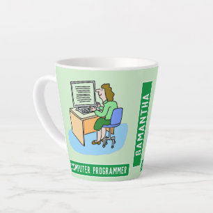 Female Computer Programmer With Name Choice Latte Mug
