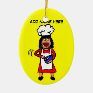 Female Cooking Cartoon Ceramic Tree Decoration