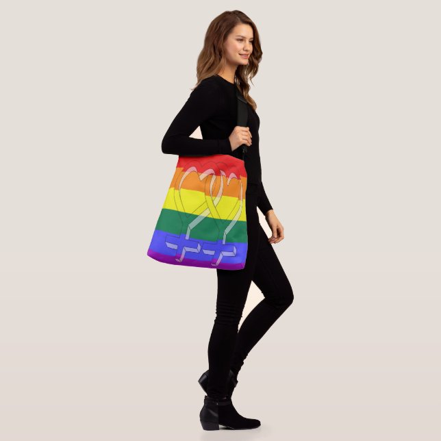 Female Couple Pride Symbols Rainbow Flag Crossbody Bag (On Model)