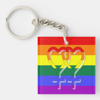 Female Couple Pride Symbols Rainbow Flag Key Ring
