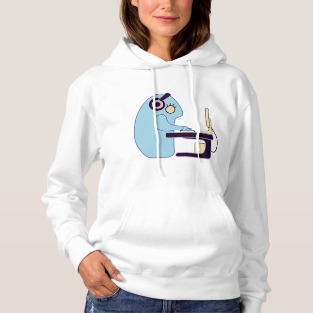 Female cute blue programming monster hoodie (Front)