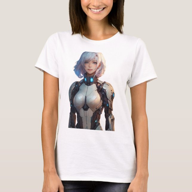 Female Cyborg anime style T-Shirt (Front)