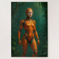 Female Cyborg Jungle Sentinal in Orange Armour