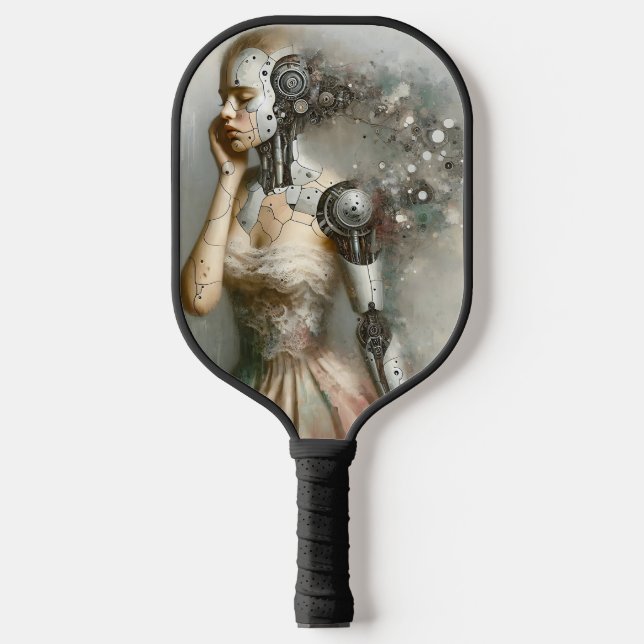 Female Cyborg Woman Ai Art Personalised Pickleball Paddle (Front)