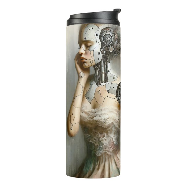 Female Cyborg Woman Ai Art Thermal Tumbler (Rotated Left)