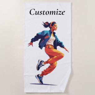 Female Dancer Hip Hop Thunder_Cove Beach Towel