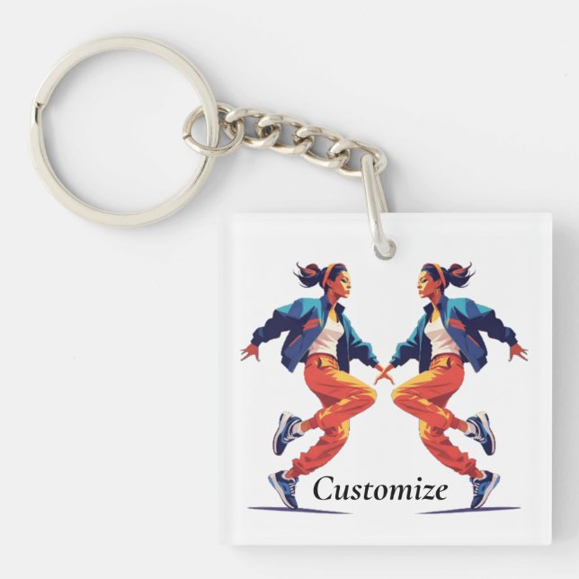 Female Dancer Hip Hop Thunder_Cove Key Ring (Front)