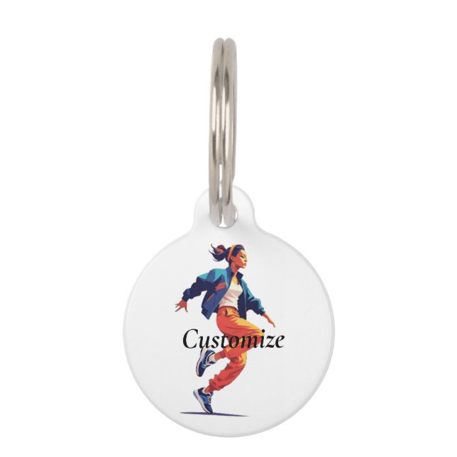 Female Dancer Hip Hop Thunder_Cove Pet Tag (Front)