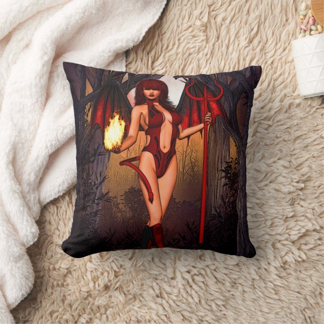 Female Devil In Red Cushion (Blanket)
