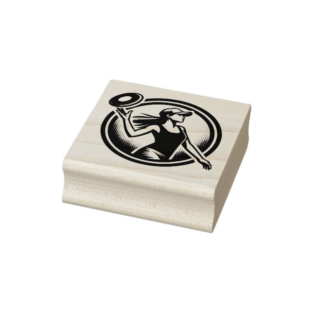 Female Disc Golfer Rubber Stamp (Stamp)