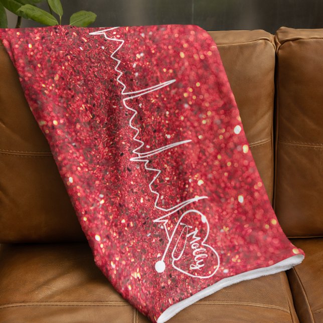 Female Doctor Nurse Glitter Red Personalised Fleece Blanket (Creator Uploaded)