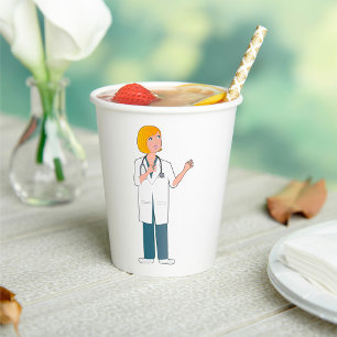 Female Doctor Paper Cups