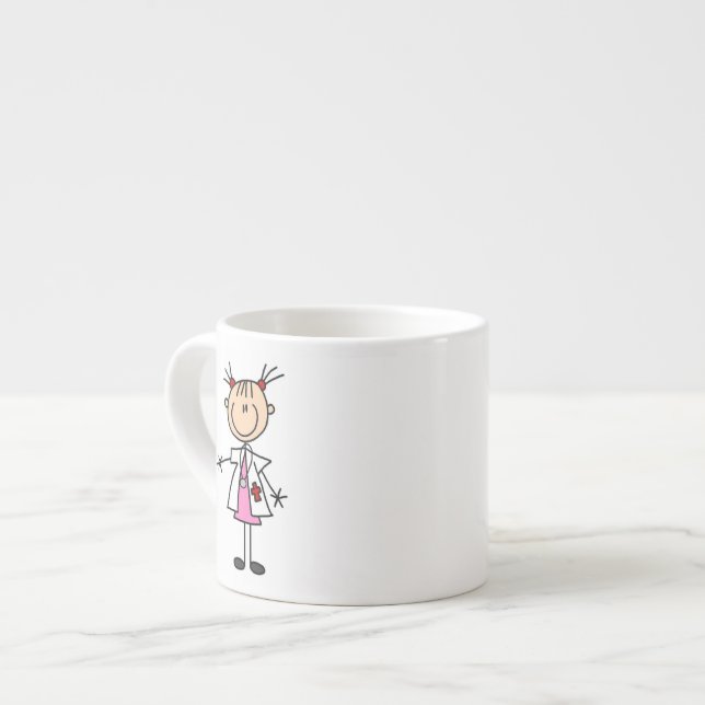 Female Doctor Stick Figure Espresso Cup (Front Left)