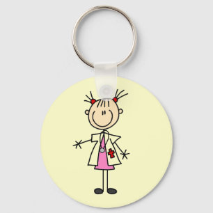 Female Doctor Stick Figure Key Ring