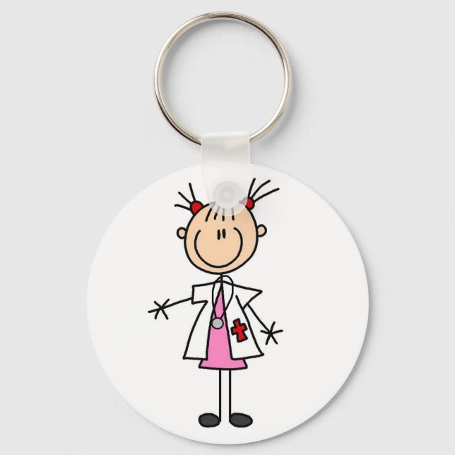 Female Doctor Stick Figure Key Ring (Front)