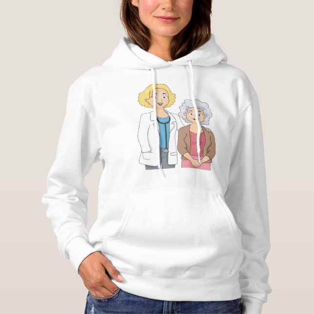 Female Doctor with Senior Woman Patient Hoodie (Front)