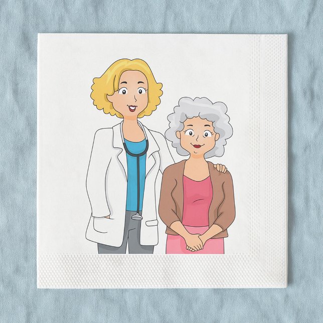 Female Doctor with Senior Woman Patient Napkin (Creator Uploaded)