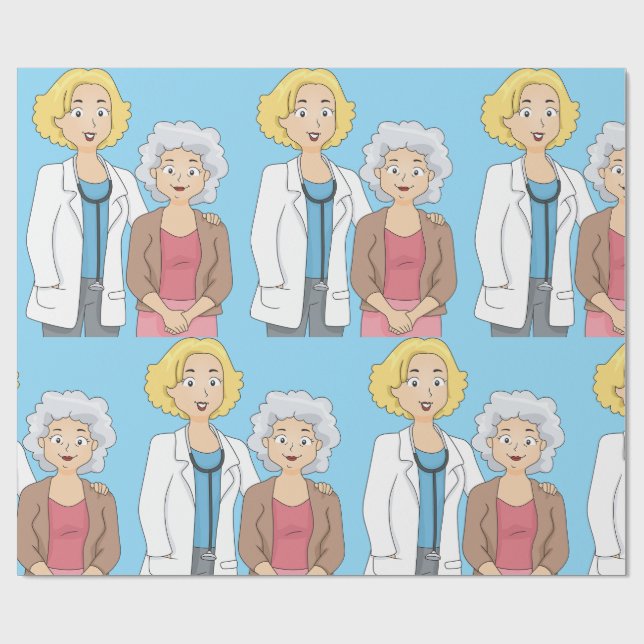 Female Doctor with Senior Woman Patient Wrapping Paper (Flat)