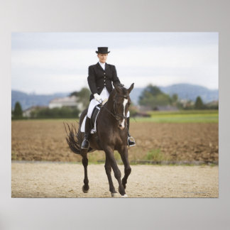 female dressage rider exercising poster