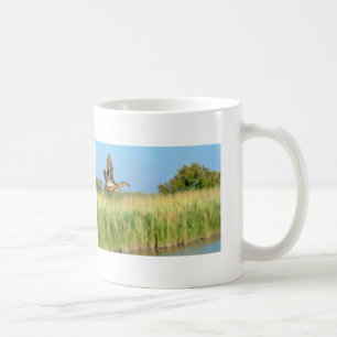 Female duck mallard in flight coffee mug