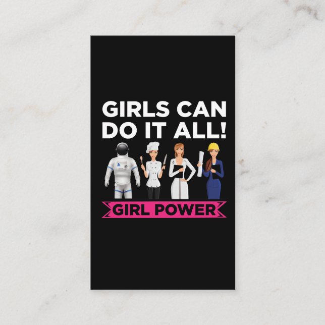Female Empowerment Equality Strong Girl Power Business Card (Front)