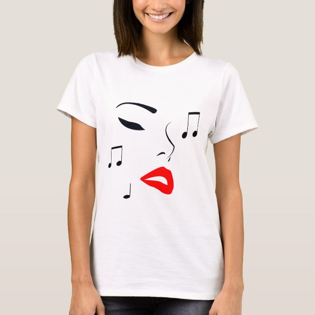 Female Face Music T-Shirt (Front)