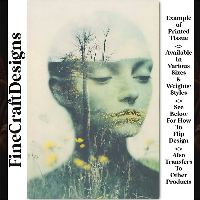 Female Face, Wildflowers Grass Trees CE4 Decoupage Tissue Paper (Creator Uploaded)