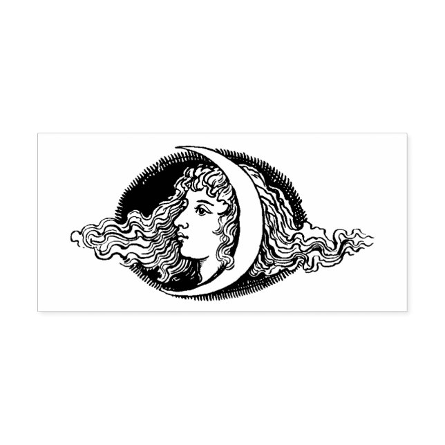 "Female Face with Moon" Rubber Stamp (Imprint)