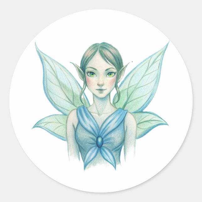 Female Fairy Classic Round Sticker (Front)