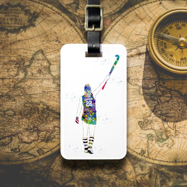 Female Field Hockey Player Luggage Tag (Creator Uploaded)