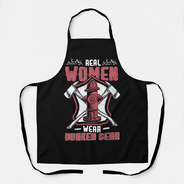 Female Firefighter Real Women Wear Bunker Gear Fir Apron (Front)