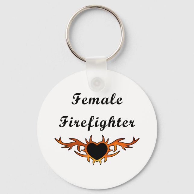 Female Firefighter Tattoo Key Ring (Front)