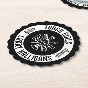 Female Firefighter Tough Girls Carry Halligans Paper Coaster