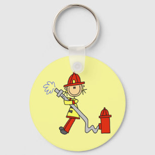Female Firefighter With Hose T-shirts and Gifts Key Ring