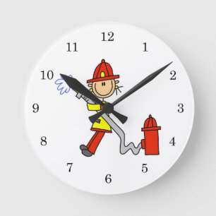 Female Firefighter With Hose T-shirts and Gifts Round Clock