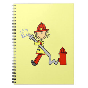 Female Firefighter With Hose T-shirts and Gifts Spiral Notebook