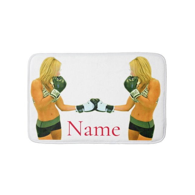 Female Fitness Model boxing Thunder_Cove Bath Mat (Front)