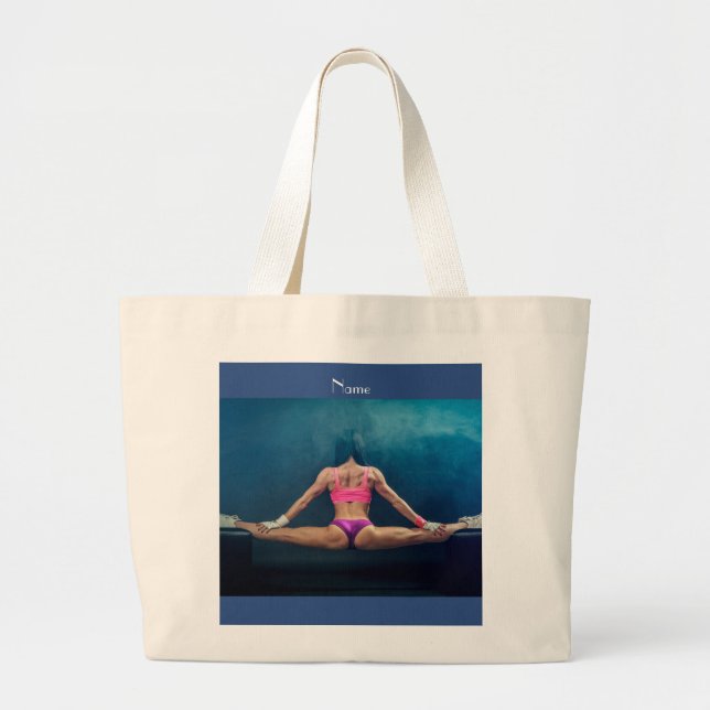 Female Fitness Model Split Thunder_Cove  Large Tote Bag (Front)