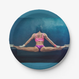 Female Fitness Model Split Thunder_Cove Paper Plate