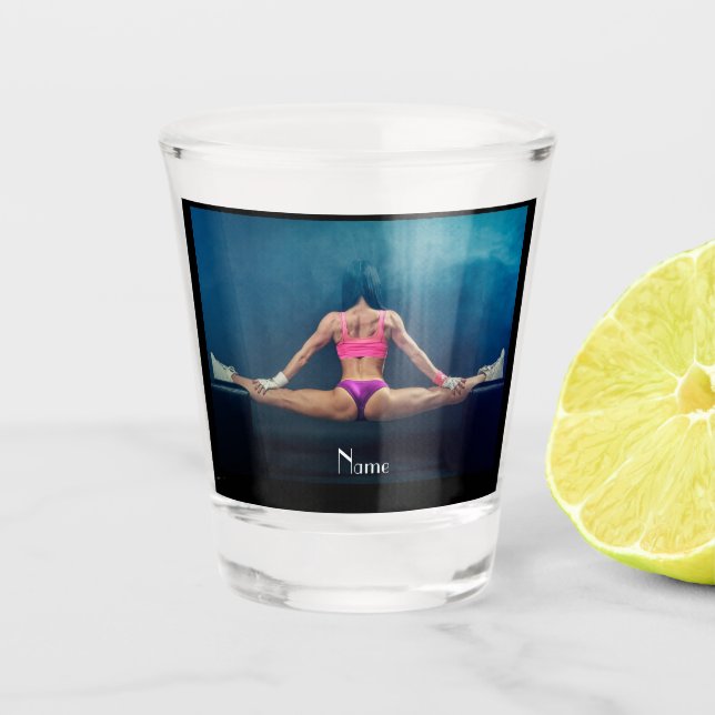 Female Fitness Model Split Thunder_Cove  Shot Glass (Front)